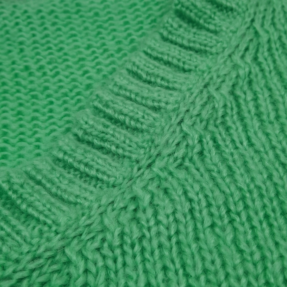 WOODEN SHIPS Mohair Wool Sweater V-Neck Soft Knit Pullover Oversized Green S M - Picture 5 of 10